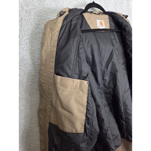 Carhartt Jacket Mens Large Brown Hooded Canvas Quick Duck Full Zip Workwear Coat - Picture 8 of 15